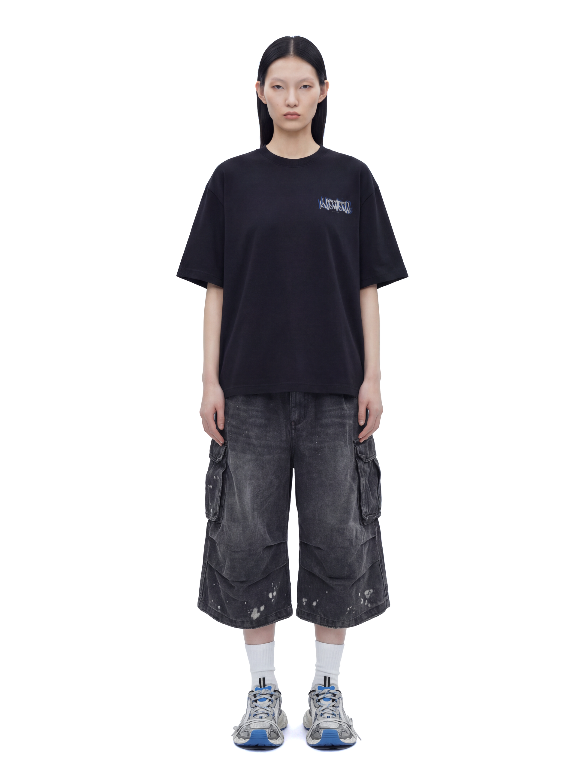 KNOWONE SPRAY ART TEE BLACK/BLUE