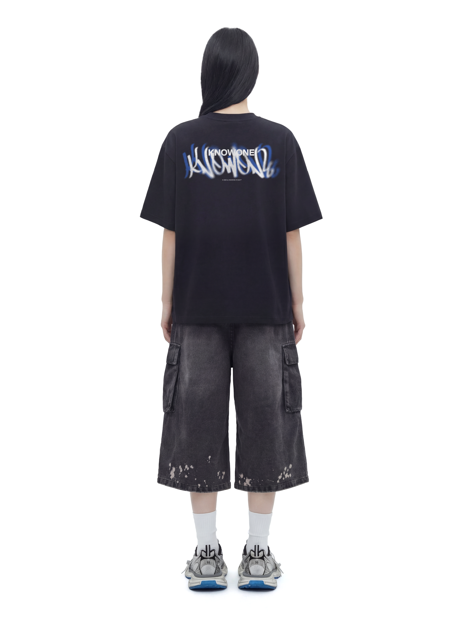 KNOWONE SPRAY ART TEE BLACK/BLUE