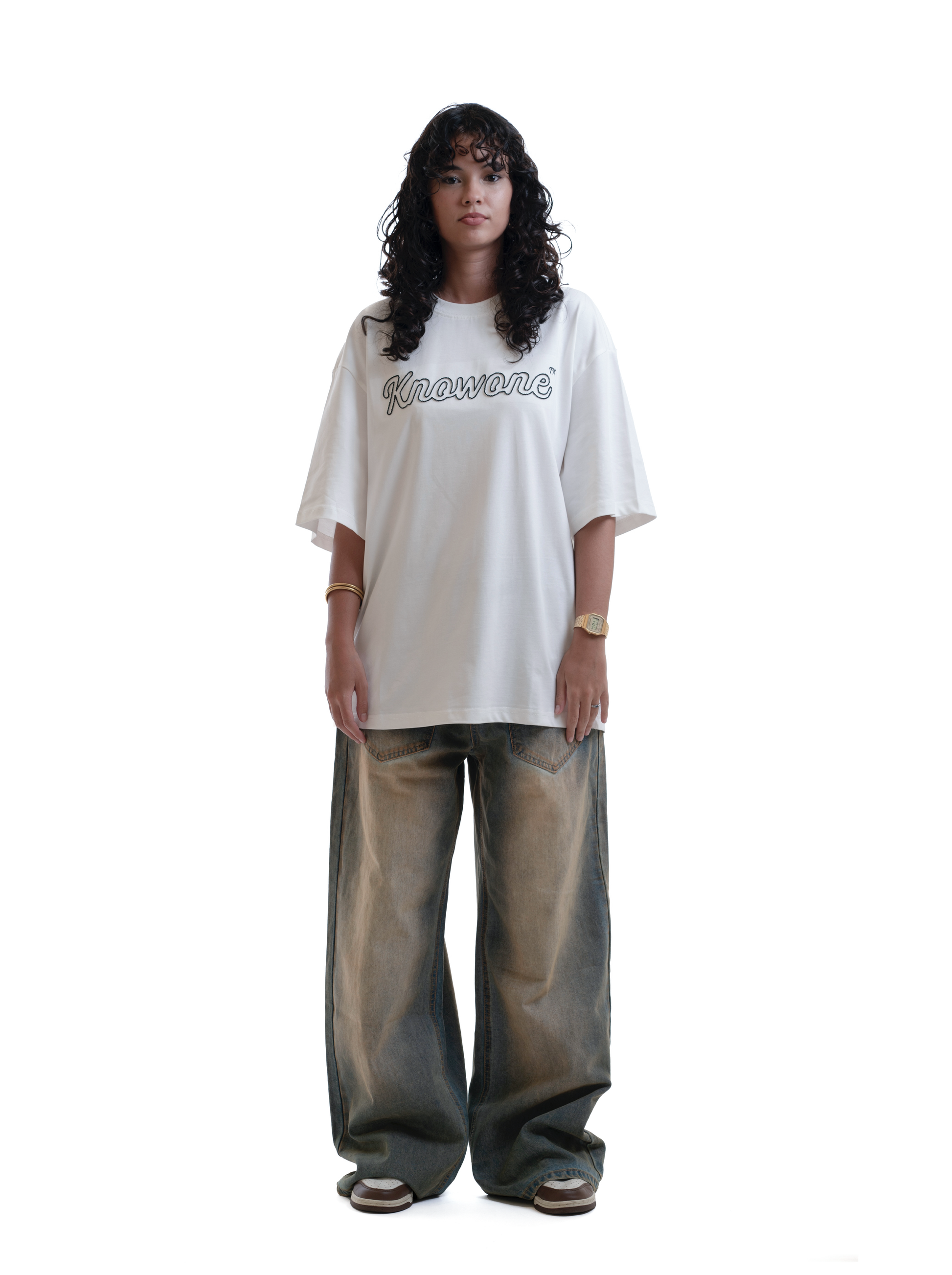 KNOWONE EMBRIODERY LOGO TEE WHITE