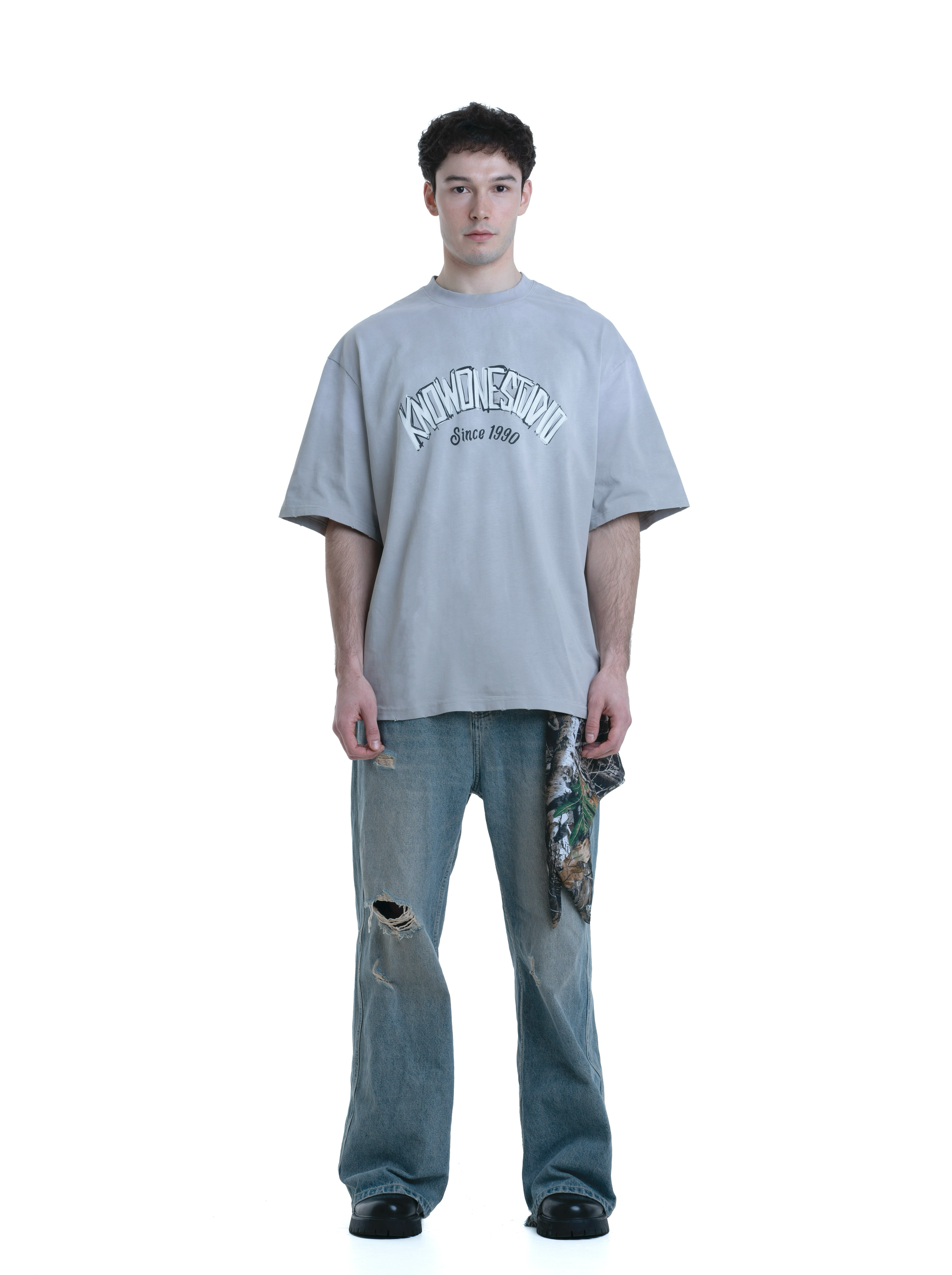 KNOWONE HAND DRAWING LOGO TEE GREY
