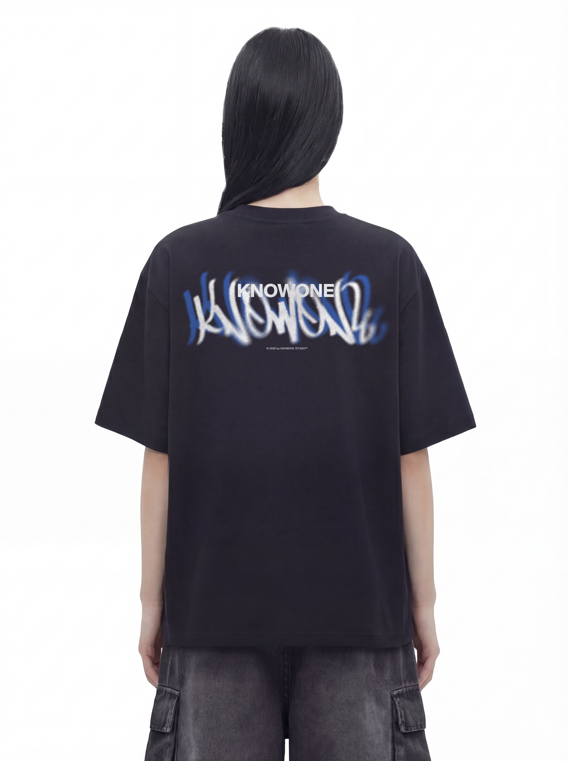KNOWONE SPRAY ART TEE BLACK/BLUE