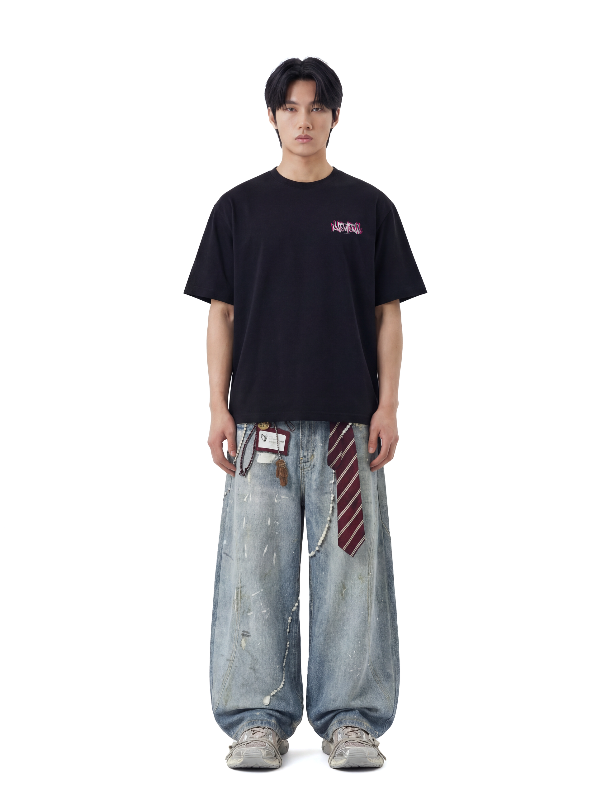 KNOWONE SPRAY ART TEE BLACK/PINK