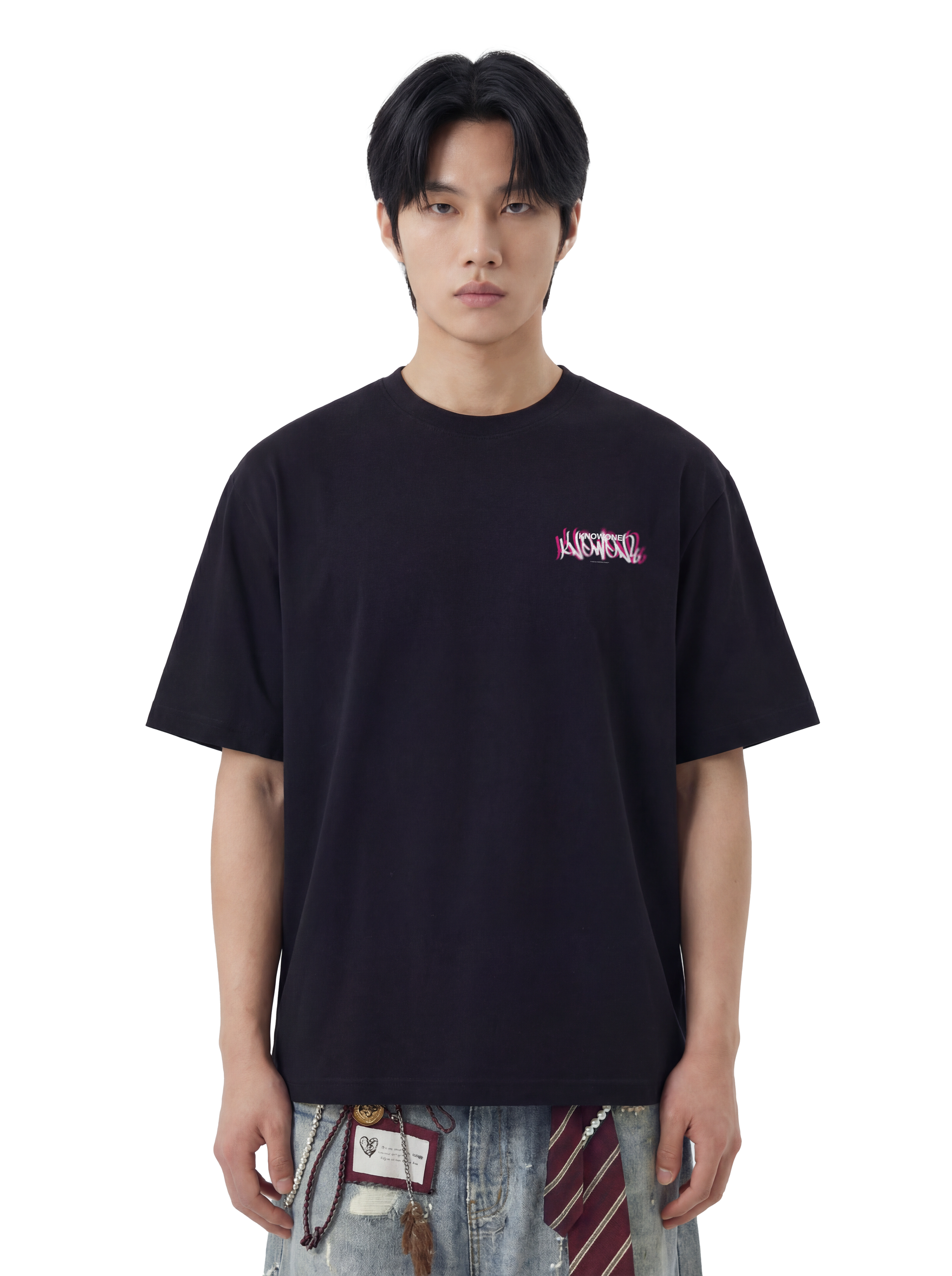 KNOWONE SPRAY ART TEE BLACK/PINK