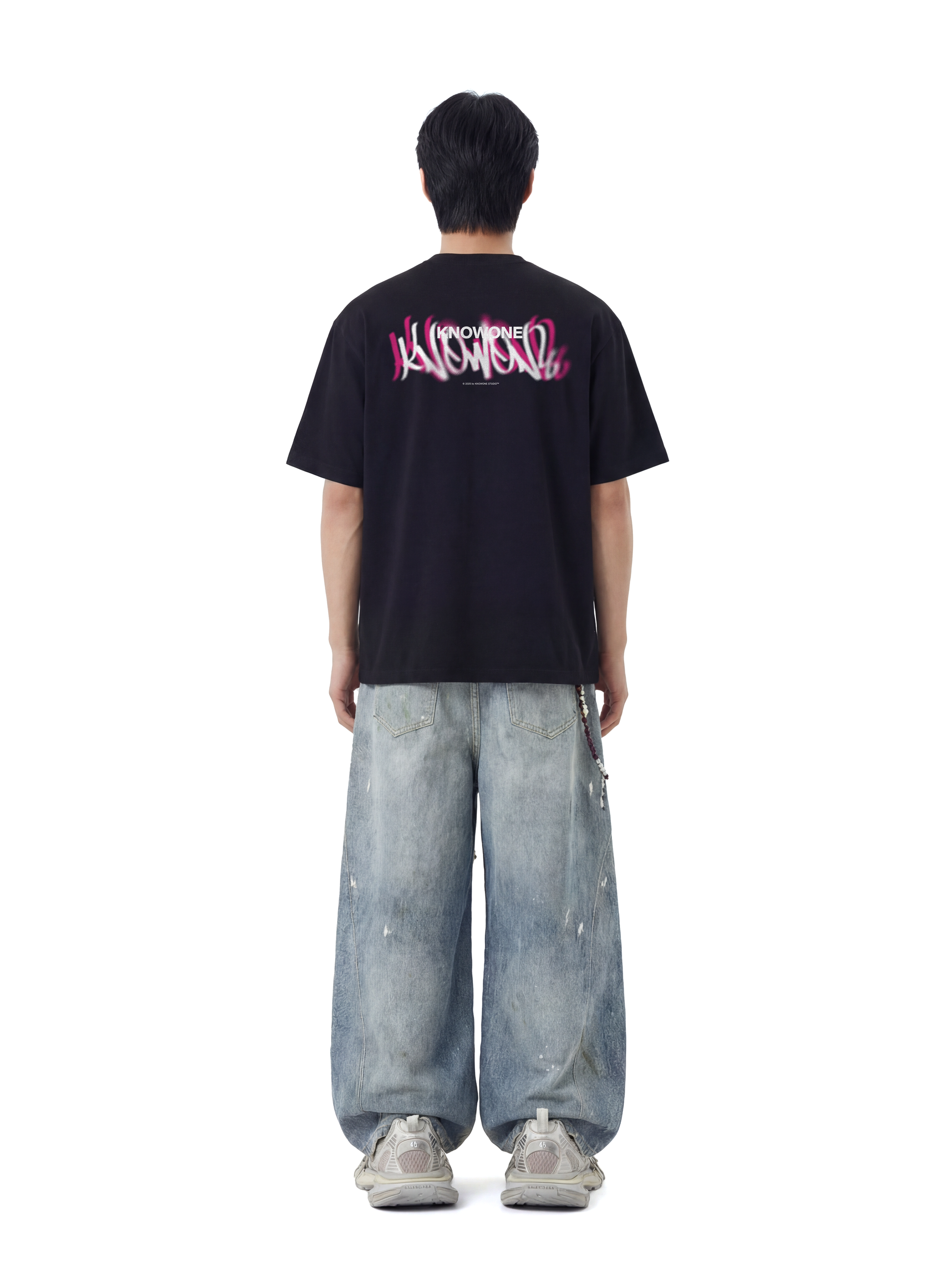 KNOWONE SPRAY ART TEE BLACK/PINK