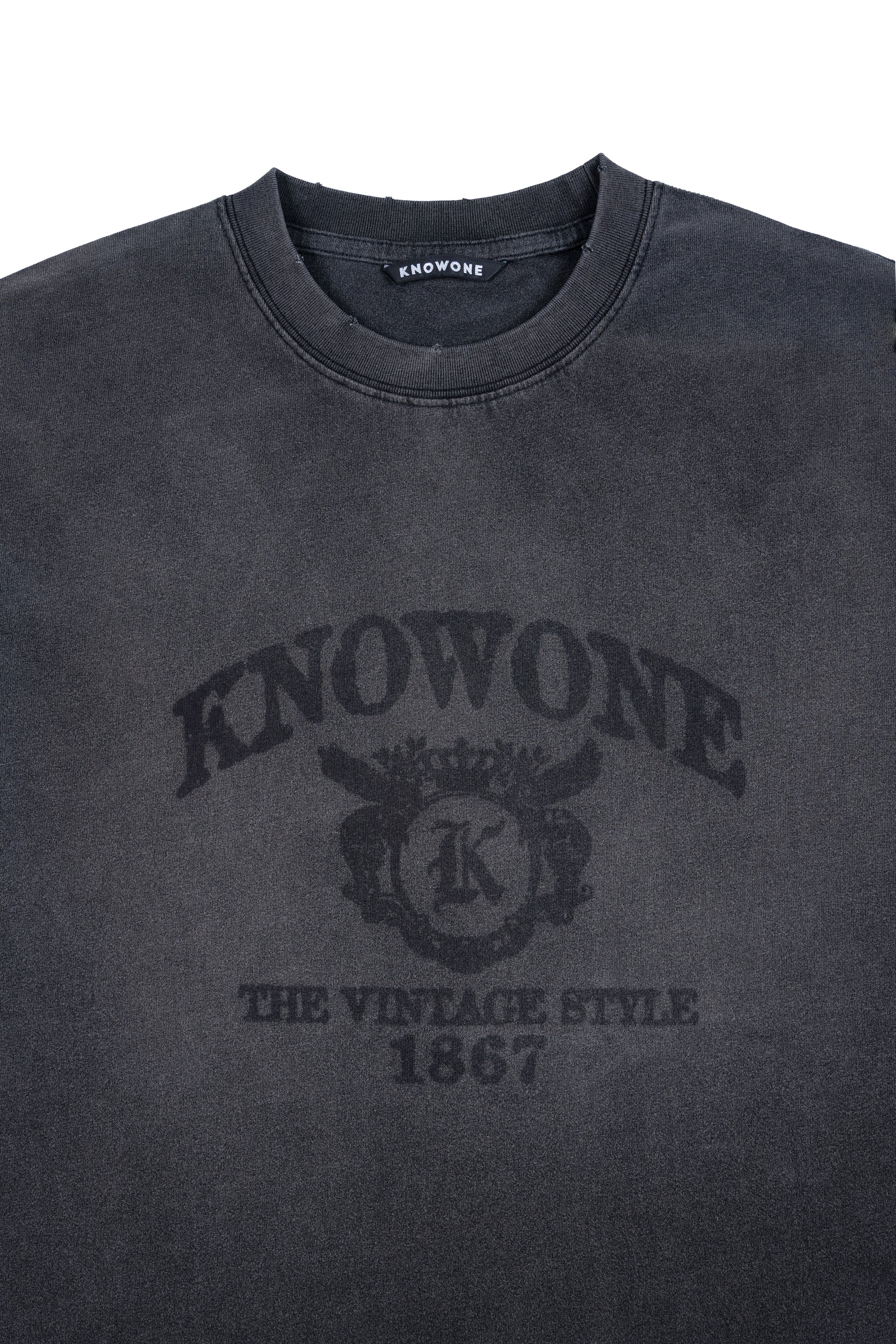 KNOWONE VINTAGE COLLEGE TEE BLACK