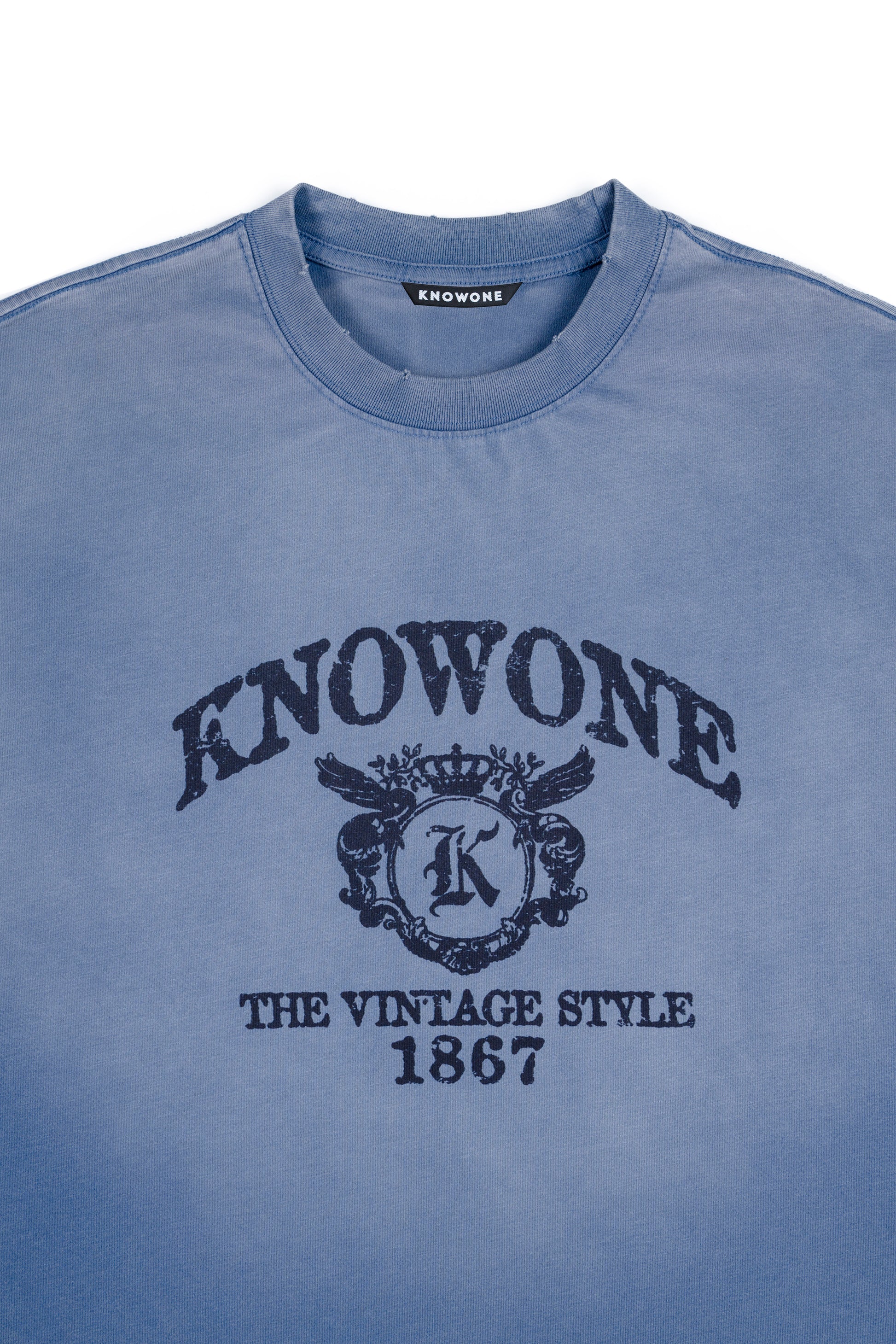 KNOWONE VINTAGE COLLEGE TEE BLUE