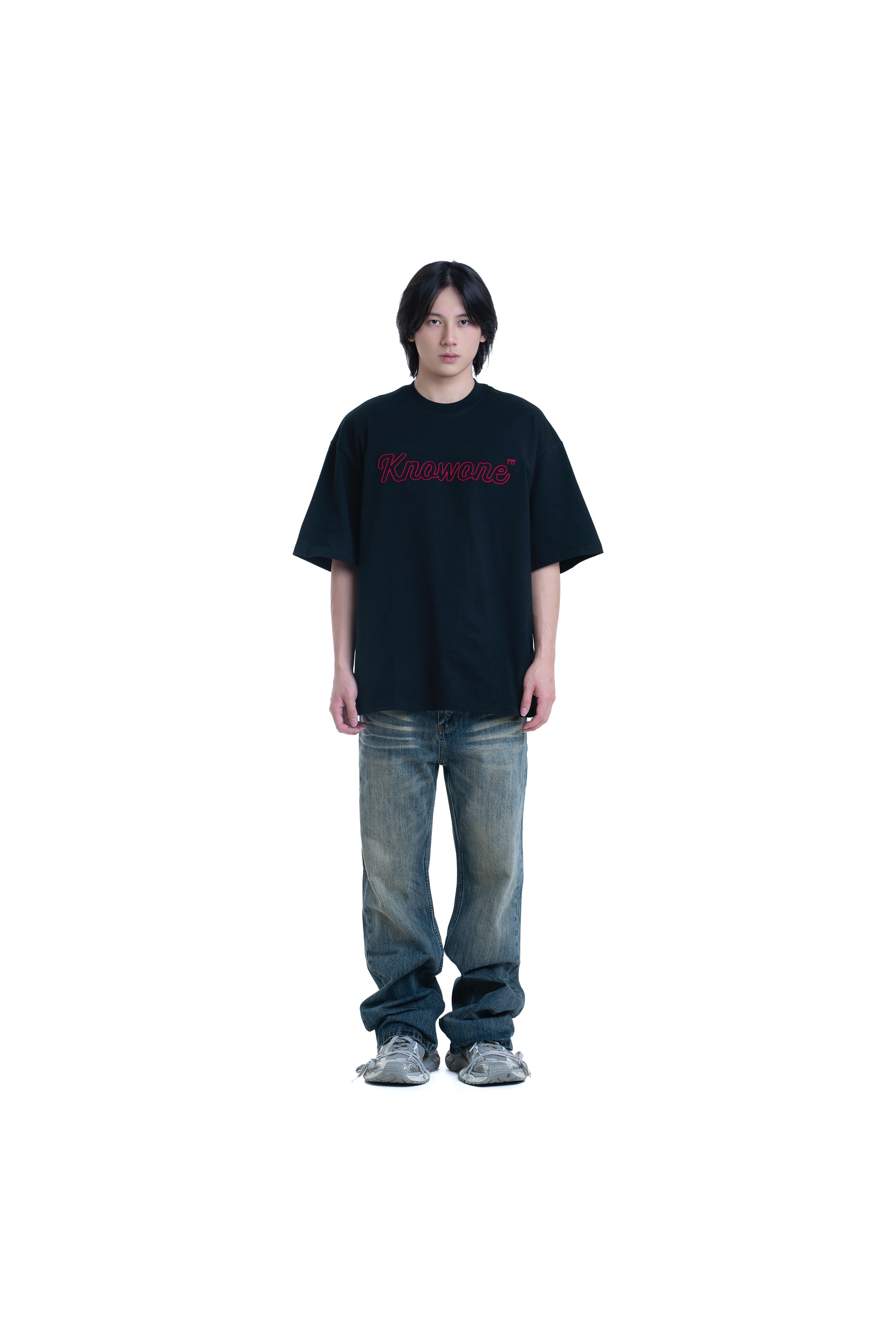 KNOWONE EMBRIODERY LOGO TEE BLACK