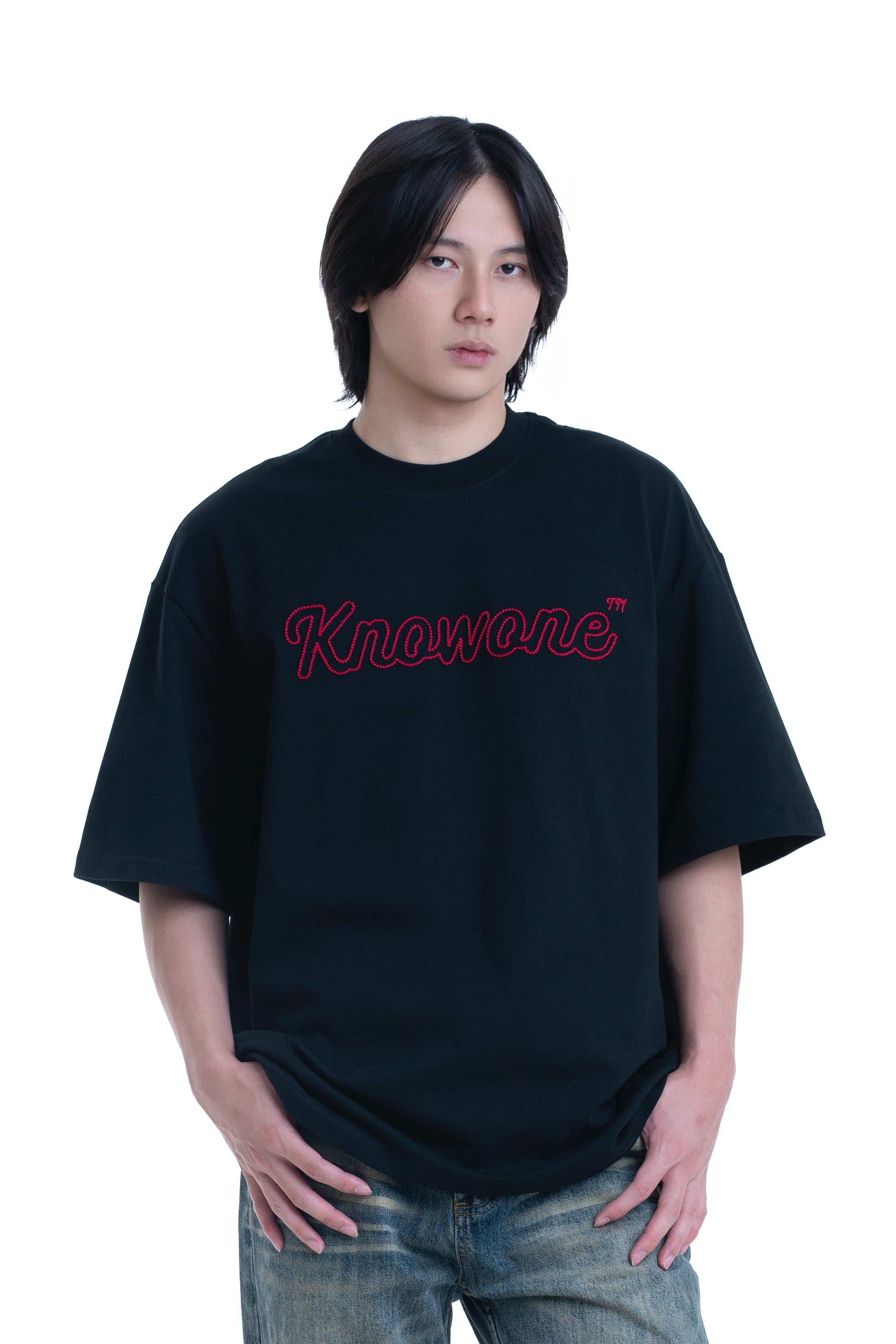 KNOWONE EMBRIODERY LOGO TEE BLACK