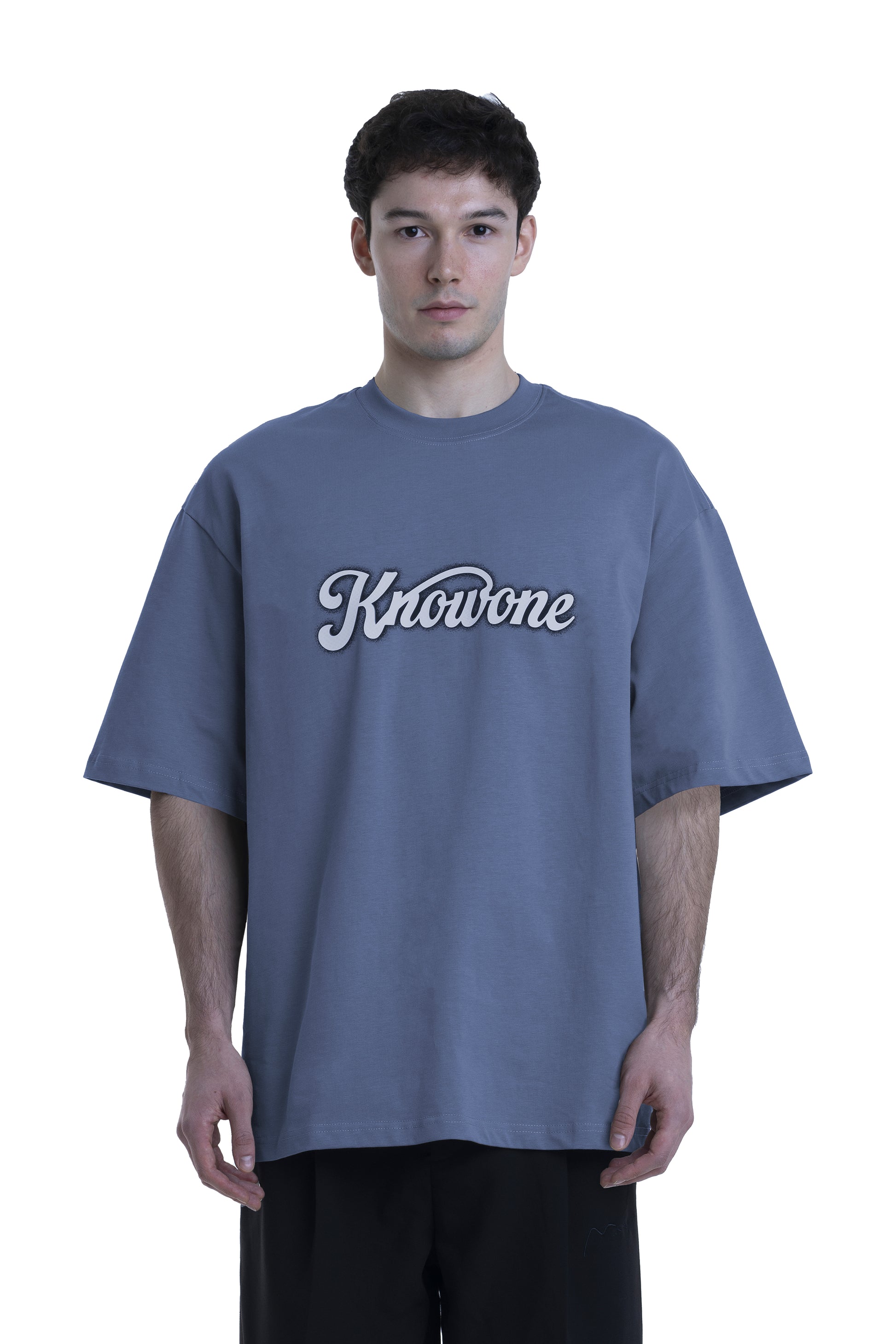 KNOWONE SNAKE EMBOSSED LOGO TEE ASH BLUE