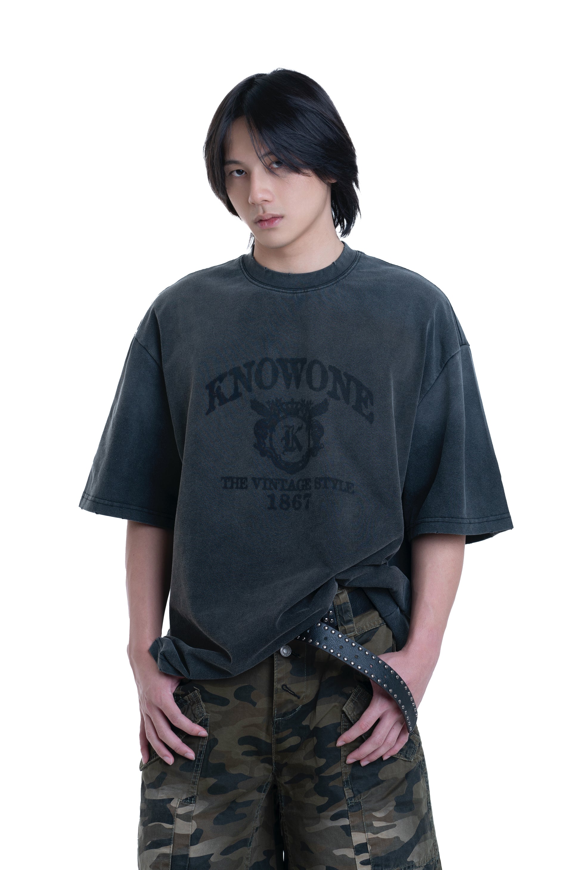 KNOWONE VINTAGE COLLEGE TEE BLACK